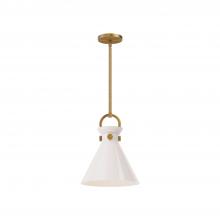 Alora Lighting PD412511AGGO - Emerson 11-in Aged Gold/Glossy Opal Glass 1 Light Pendant