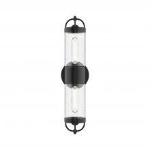 Alora Lighting EW461102BKCB - Lancaster 5-in Clear Bubble Glass/Textured Black 2 Lights Exterior Wall Sconce